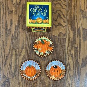 MWW Market, How to Carve a Pumpkin Decorative Mini Plates, Set of 3